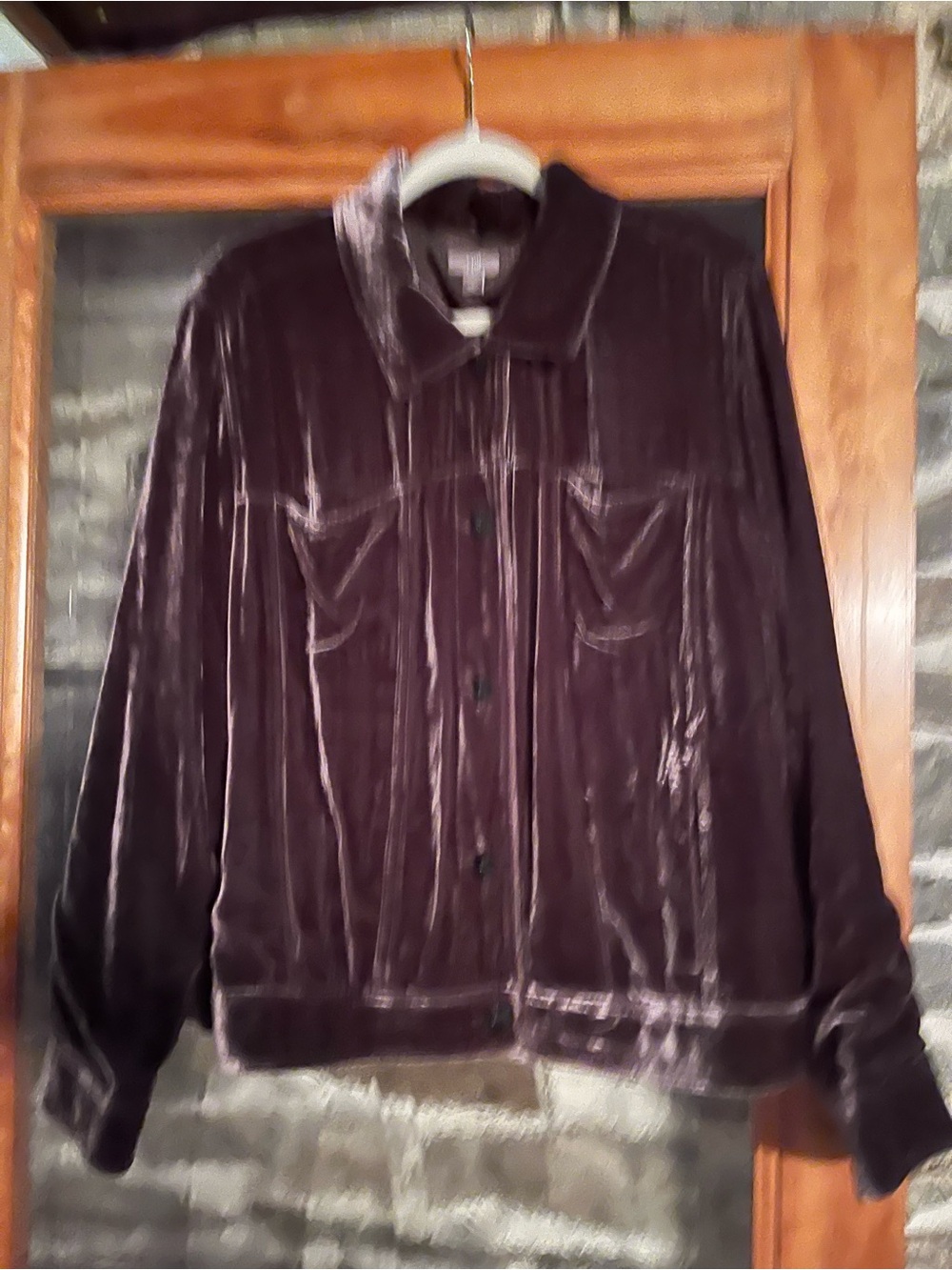 Velvet Button-Front Jacket in Deep brown color